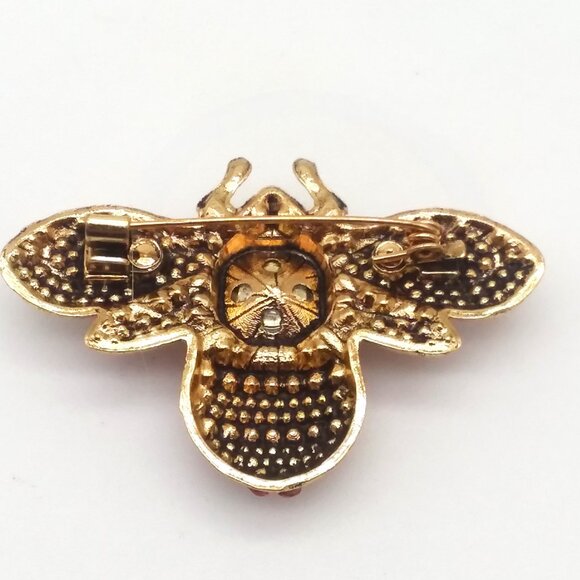 Bee Brooch Beautiful Rhinestone Pin Hollywood Glam Stunning Stylish Trendy Pink - Picture 2 of 3